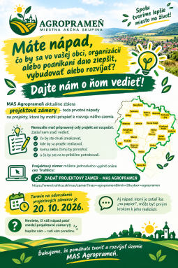 MAS Agroprameň vyzýva k podaniu projektových zámerov do 20. októbra 2026
